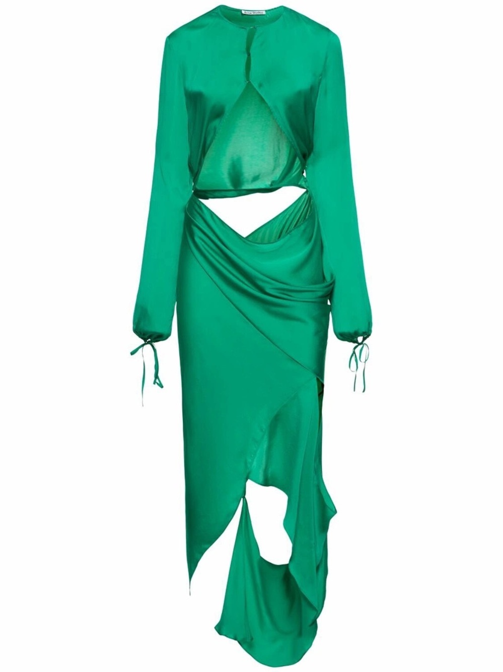 NWT ACNE STUDIOS SILK CUT OUT DRESS KELLY GREEN - Picture 3 of 5